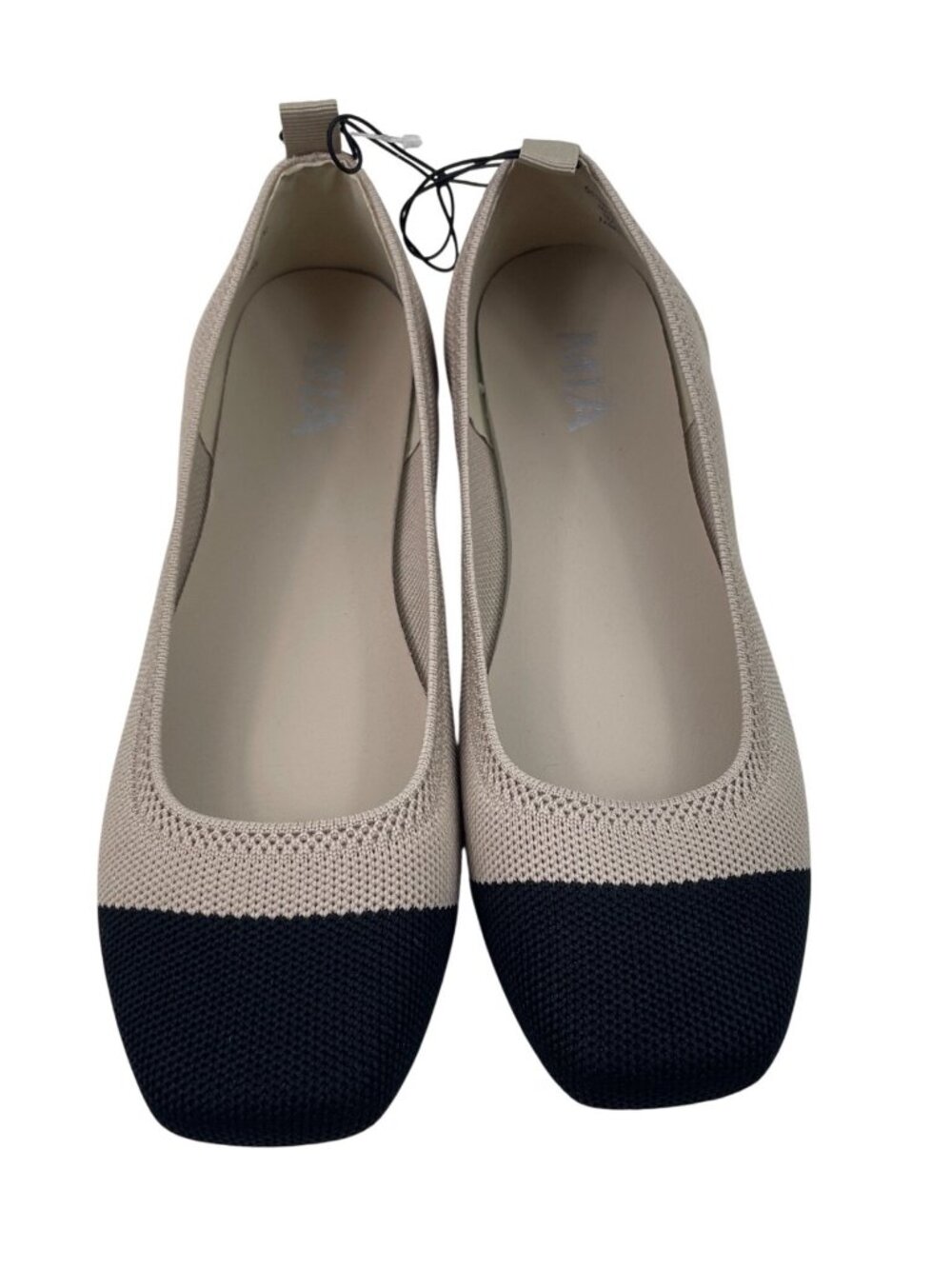 MIA Beige Knit Ballet Flats With Black Toe Cap Womens Shoes Size 9M - Picture 3 of 9